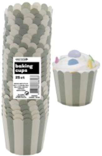 Baking Cups - Silver Stripes - Click Image to Close